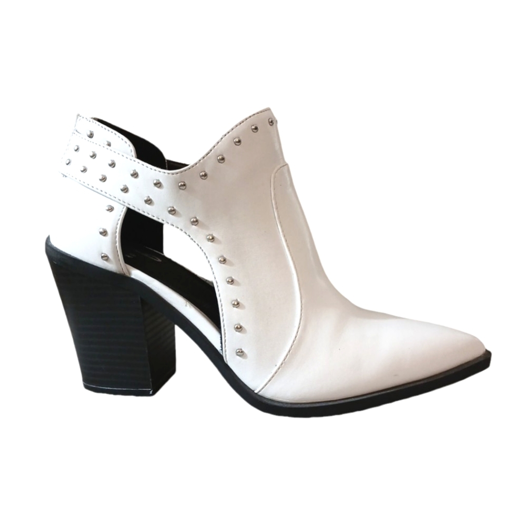 Mix No. 6 White Studded Cutout Ankle Booties